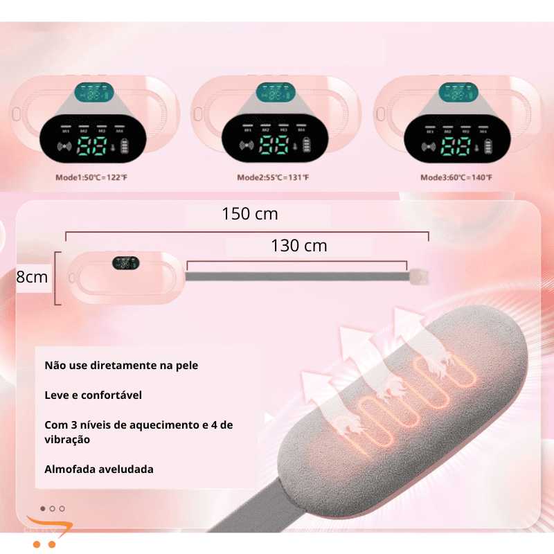 ALIVI CÓLICA- CINTA MASSAGEADORA TÉRMICA RECARREGÁVEL PARA ALÍVIO INTANTÂNEO DE CÓLICAS MENSTRUAIS