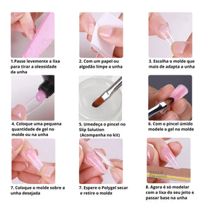 Kit Completo PolyNails- Alongamento de Unhas em Casa