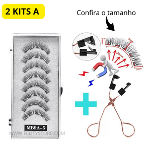 Kit Exclusivo: Aplicador + 2 Pares de Cílios Magnéticos Reutilizáveis 3D com 4 Ímãs para Sustentação Perfeita!