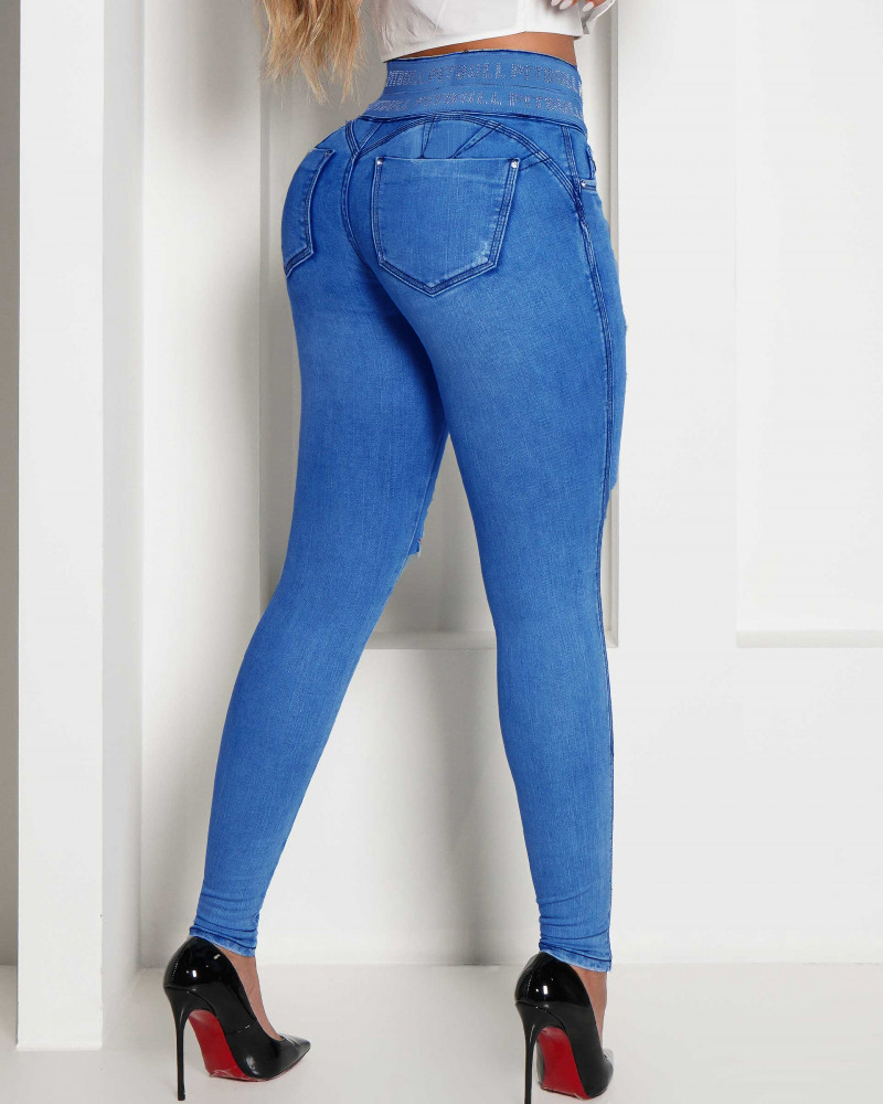 Calça Jeans Elegantes de Cintura Alta e Corte Justo