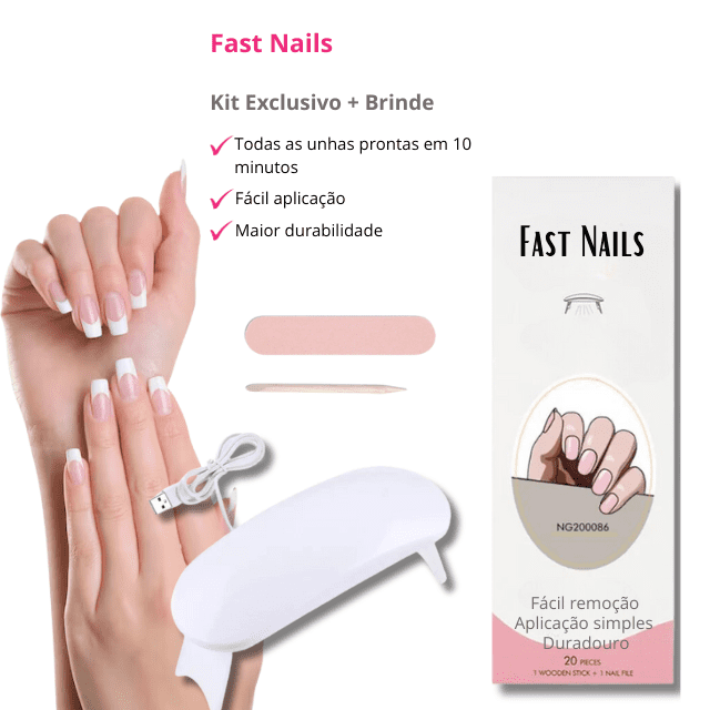 Unhas de Gel Adesivos + Cabine Led UV para secagem- Fast Nails