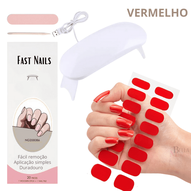 Unhas de Gel Adesivos + Cabine Led UV para secagem- Fast Nails